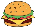 Delicious Hamburger with Fresh Vegetables and Savory Meat 🍔🥓🥕 Colored Example