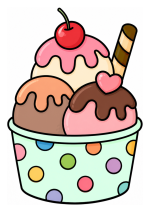 Delicious Ice Cream Cup with Three Scoops and Decorations 🍦🍒🍪 Colored Example