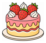 Delicious Strawberry Cake with Whipped Cream on Plate 🍰🍓🍽️ Colored Example