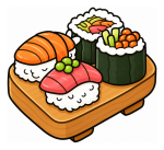 Delicious Sushi Platter with Different Kinds of Sushi 🍣🍱🥢 Colored Example