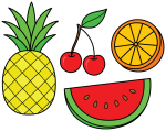 Delicious Variety of Sweet Mixed Fruits 🍍🍒🍊🍉 Colored Example