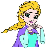 Disney Princess Elsa with Braided Hair 🎬👸❄️ Colored Example