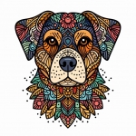 Dog Head Mandala Style 🐶🌸 Colored Example