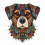 Dog Head Mandala Style 🐶🌸 Colored Example