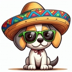 Dog Wearing Sombrero and Sunglasses 🐶😎 Colored Example