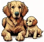 Dog with Cute Puppy 🐶❤️🐾 Colored Example