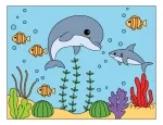 Dolphin and Fish Swimming in a Colorful Ocean Reef 🐬🐠🌊🐚✨ Colored Example