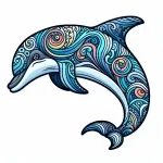 Dolphin with Patterns Jumping 🐬🌊🎨 Colored Example