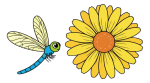 Dragonfly with Daisy in Springtime 🦋🌼🌸 Colored Example