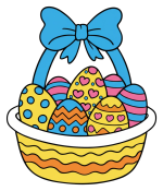Easter Basket with Colorful Eggs and Large Bow 🐣🧺🎀 Colored Example