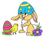 Easter Bunny and Chick Friends Sitting in the Grass 🐰🐣🌿 Colored Example