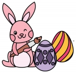 Easter Bunny Holding Pencil Painting Easter Eggs 🐰✏️🎨🥚🌸 Colored Example