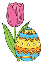 Easter Tulip with Decorated Egg in Nature 🌷🐣 Colored Example
