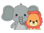 Elephant and Lion Friends 🐘🦁 Colored Example