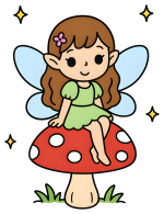 Fairy Sitting on Mushroom with Butterfly Wings 🧚‍♀️🍄🦋 Colored Example