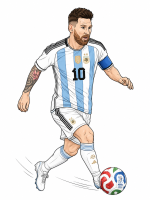 Argentina Soccer Player in World Cup Action inspired by Messi⚽🏆🌟 Colored Example