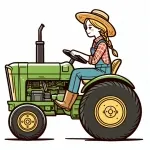 Farmer Girl on Tractor 🚜👩‍🌾 Colored Example