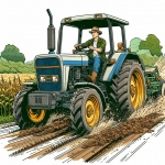 Farmer in Tractor on Field 🚜👨‍🌾 Colored Example