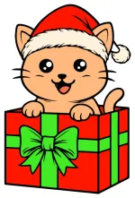 Festive Cat in Gift Box 🎁😻🎄 Colored Example