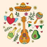 Celebrate Mexican Culture with Music and Traditional Elements 🎶🎉🌵 Colored Example