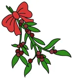 Festive Mistletoe Branch with Bow 🌿🎀❤️ Colored Example