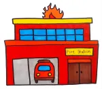 A Fire Station with a Fire Truck and Firefighters 🚒🔥🚒 Colored Example