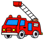Fire Truck with Extended Ladder and Emergency Lights 🚒🔥🚨 Colored Example