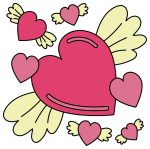 Flying Hearts with Wings Spreading Love and Joy ❤️💖🦋 Colored Example