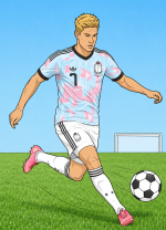 Football Player Kicking a Soccer Ball During World Cup ⚽🏆🌍 Colored Example