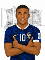 French Soccer Player Inspired by Kylian Mbappé 🏆⚽🇫🇷 Colored Example