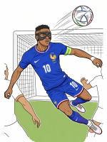 French Soccer Player Inspired by Mbappé Shooting a Goal 🇫🇷⚽🏆 Colored Example