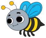 Friendly Bee with a Happy Face and Wings 🐝🌼🐾 Colored Example