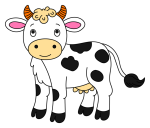 Friendly Cow with a Happy Face and Curly Horns 🐄🌾😊 Colored Example