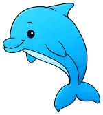 Friendly Dolphin with a Playful Smile and Smooth Fin 🐬🌊😊 Colored Example