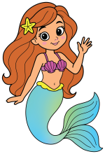 Friendly Mermaid Waving Hello 🧜‍♀️🌟🌊 Colored Example