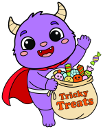 Friendly Monster with Tricky Treats Halloween Costume 🎃👻🍬 Colored Example