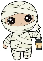 Friendly Mummy Kid with Lantern 👻💡🎃 Colored Example