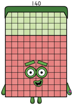 Friendly Numberblock 140 with a Playful Face 🔢😊 Colored Example