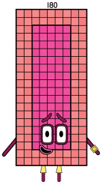Friendly Numberblock 180 with a Gentle Expression 🧑‍🏫📚🔢 Colored Example
