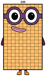 Friendly Numberblock 200 with Huge Glasses and Warm Smile 🧠🔢😊 Colored Example