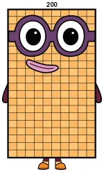 Friendly Numberblock 200 with Huge Glasses and Warm Smile 🧠🔢😊 Colored Example