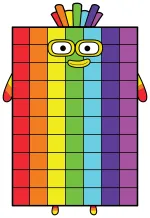 Friendly Numberblock Seventy with Rainbow Rectangle Design 🌈🔢 Colored Example