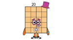 Friendly Numberblock Twenty with Purple Glasses 🧡👓 Colored Example