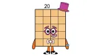 Friendly Numberblock Twenty with Purple Glasses 🧡👓 Colored Example