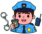 Friendly Police Officer with Badge and Handcuffs 👮‍♂️🌟🔒 Colored Example
