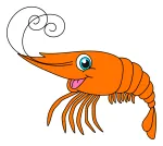 Friendly Shrimp with Curly Antennae and Happy Face 🦐🌊😊 Colored Example