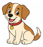 Friendly Sitting Puppy with a Happy Face 🐶🐾😊 Colored Example