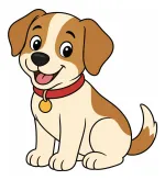 Friendly Sitting Puppy with a Happy Face 🐶🐾😊 Colored Example