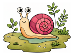 Friendly Snail Crawling on Leaves with a Smile 🐌🌿😊 Colored Example