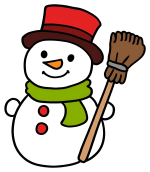 Friendly Snowman with Broom and Top Hat 🌨️❄️🎩 Colored Example